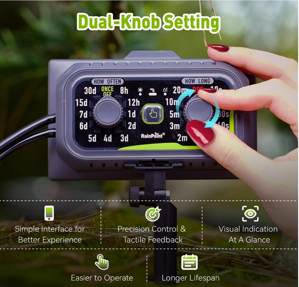 RAINPOINT Compact Programmable Solar Automatic Drip Irrigation Pump Kits Support Up to 20 Plants