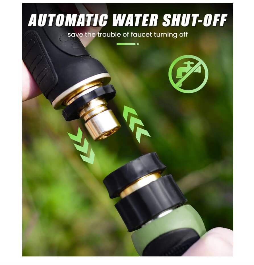 RainPoint Heavy Duty Metal Hose Nozzle - 9 Spray Patterns for Plants, Cars & Pets (Green)