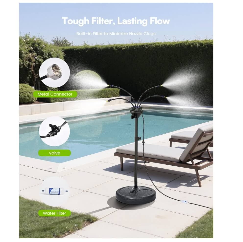 RAINPOINT Adjustable Outdoor Misting Cooler - 3.77FT Patio/Pool Mister