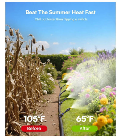 RAINPOINT 26FT Outdoor Misting Kit - 7 Nozzles & Filter for Patio Cooling
