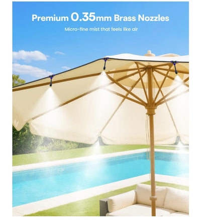 RAINPOINT 26FT Outdoor Misting Kit - 7 Nozzles & Filter for Patio Cooling