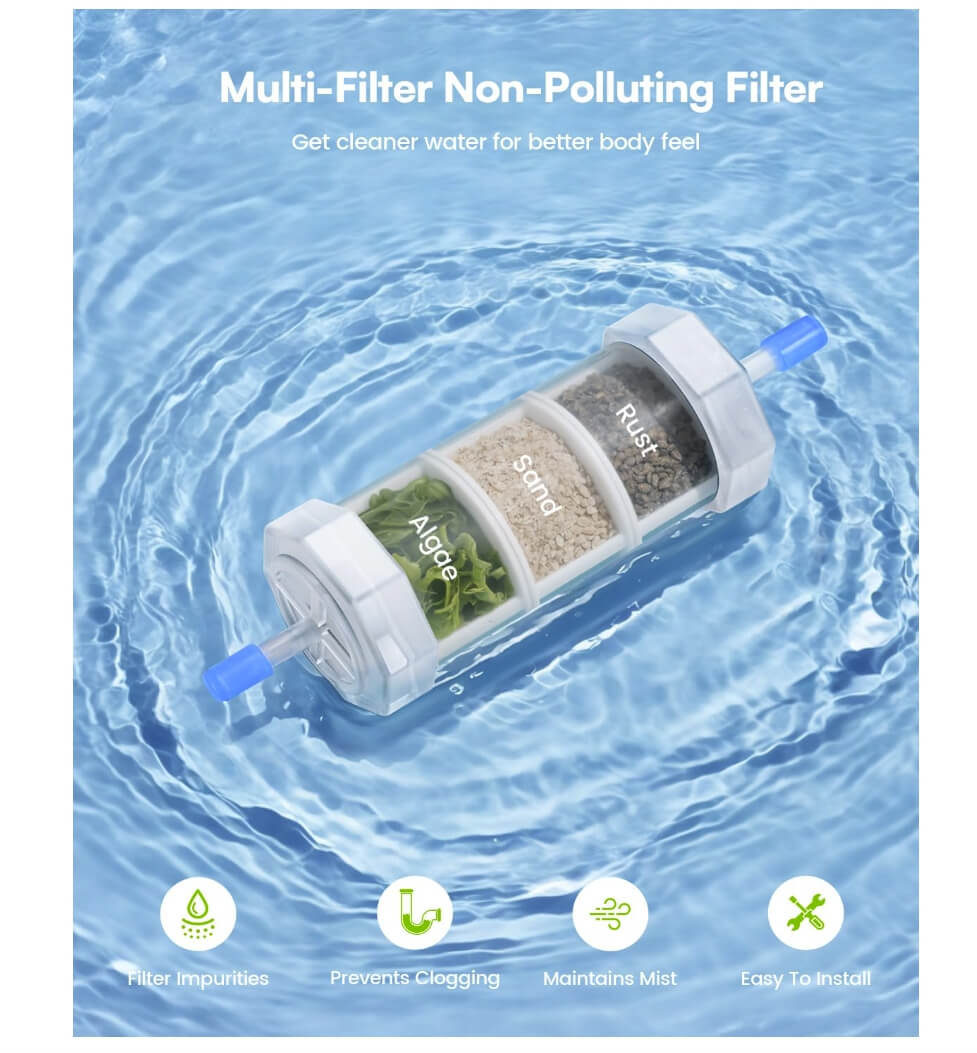 RAINPOINT 26FT Outdoor Misting Kit - 7 Nozzles & Filter for Patio Cooling