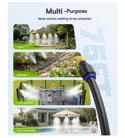 RAINPOINT 26FT Outdoor Misting Kit - 7 Nozzles & Filter for Patio Cooling