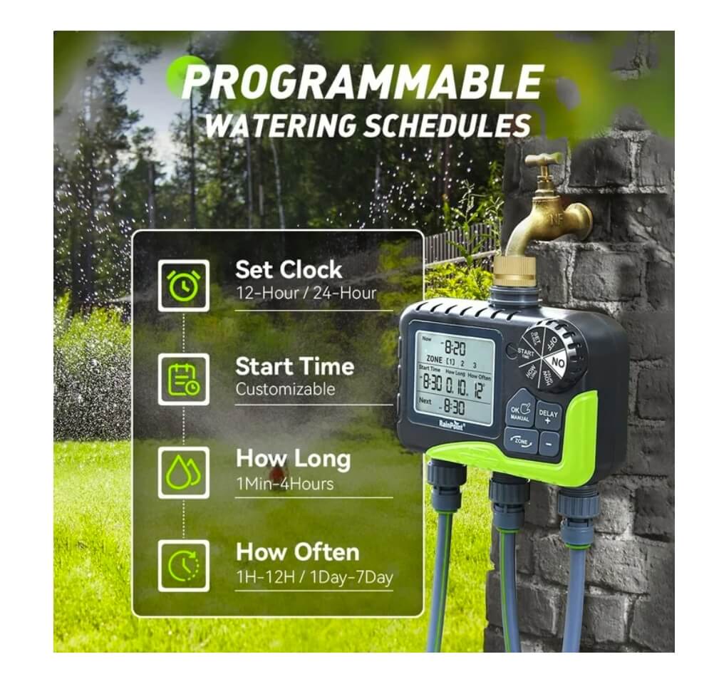 RainPoint 3 Zone Hose Timer with Brass Inlet