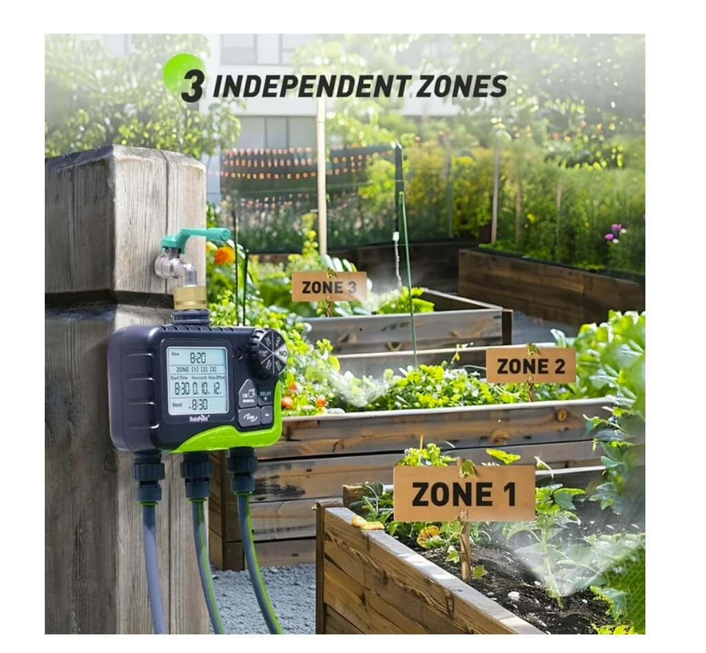 RainPoint 3 Zone Hose Timer with Brass Inlet