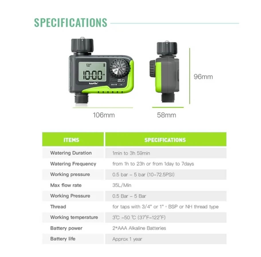 RainPoint 2 Pack Garden Sprinkler Timer Irrigation Lawn Watering Controller