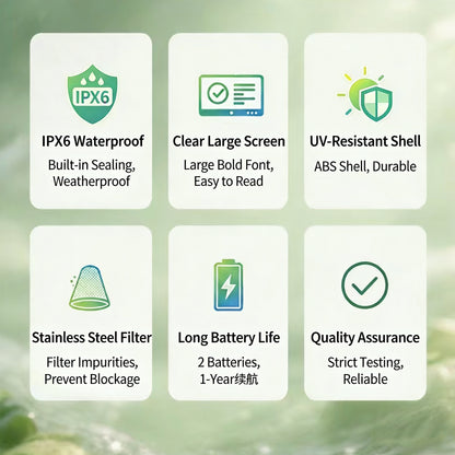 Outdoor Garden Hose Water Timer with Rain Delay & Manual Mode, Smart irrigation controller