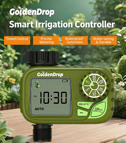 Outdoor Garden Hose Water Timer with Rain Delay & Manual Mode, Smart irrigation controller