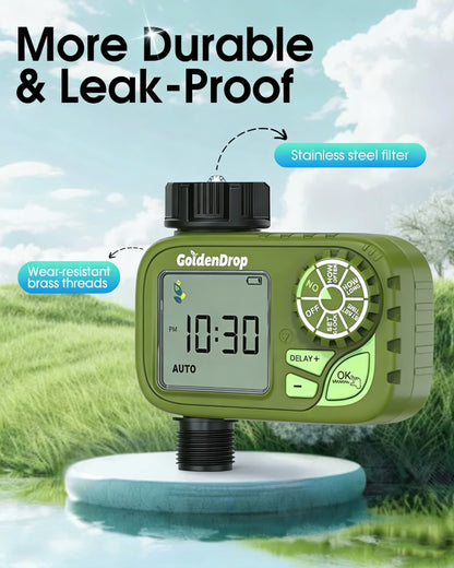 Outdoor Garden Hose Water Timer with Rain Delay & Manual Mode, Smart irrigation controller