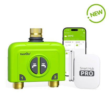 RainPoint 2 Zone WiFi Hose Timer with Brass Inlet & Outlet