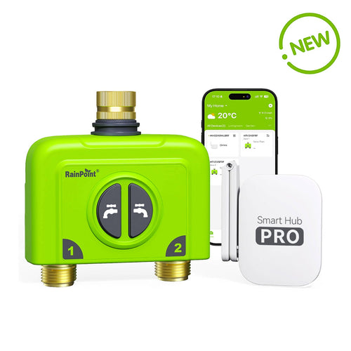 RainPoint 2 Zone WiFi Hose Timer with Brass Inlet & Outlet