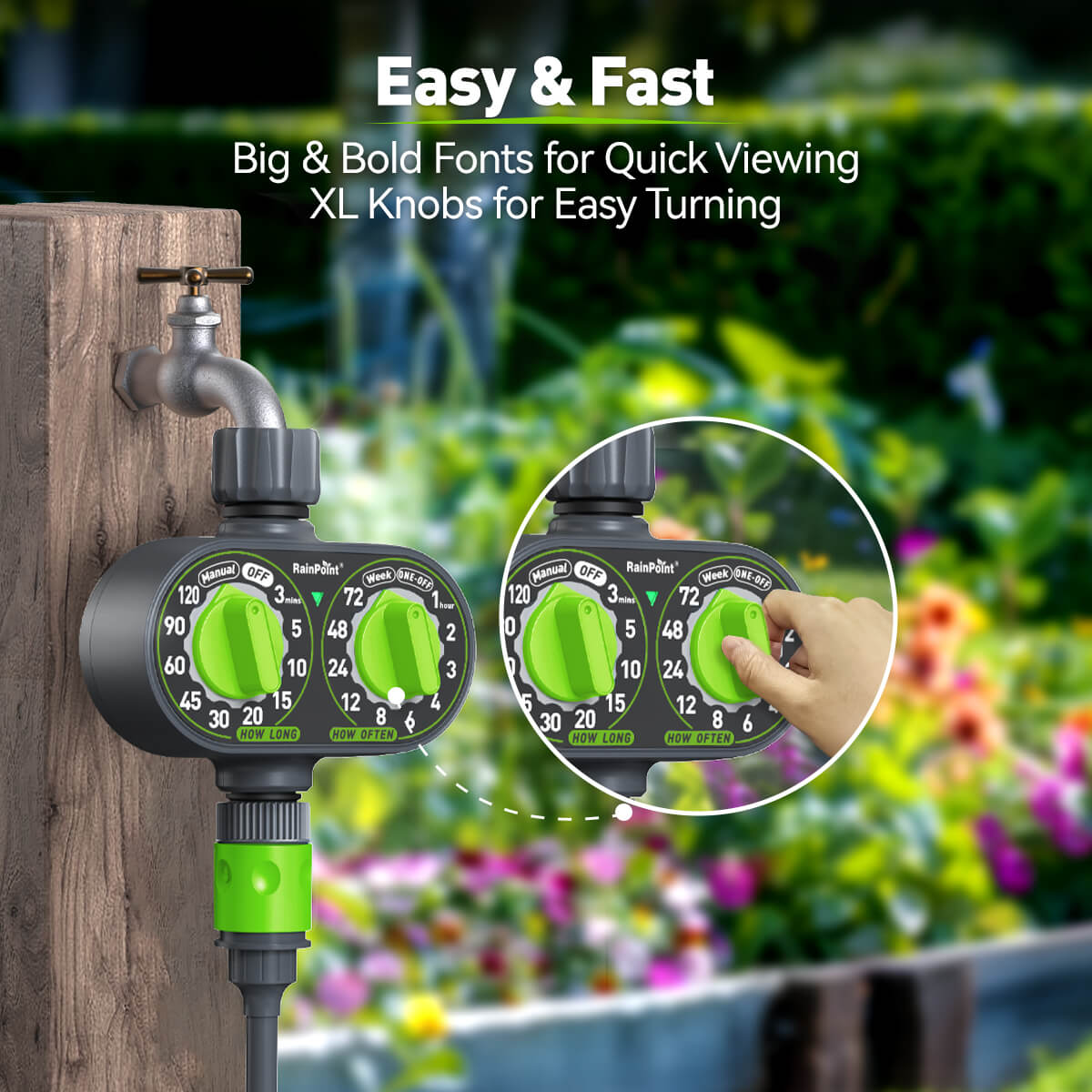 RainPoint Simple 2-Dial Outdoor Sprinkler Controller