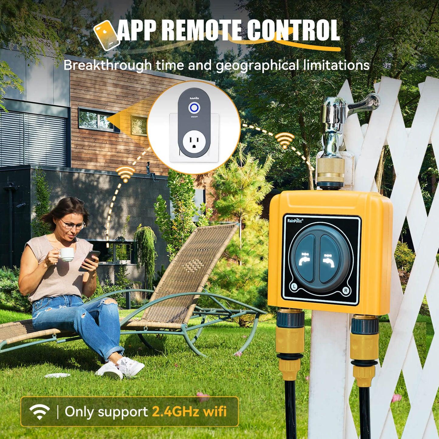 RainPoint 2 Zone WiFi Hose Timer for Lawn with Brass Inlet & Outlet