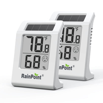 RainPoint 2.1'' Solar-Powered Thermometer and Hygrometer Meter