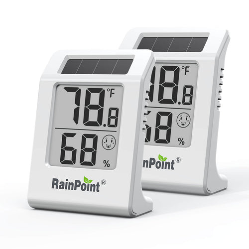 RainPoint 2.1'' Solar-Powered Thermometer and Hygrometer Meter