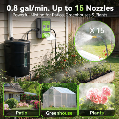 RainPoint Smart Water Pump Misting Kit for Gardens & Rain Barrels