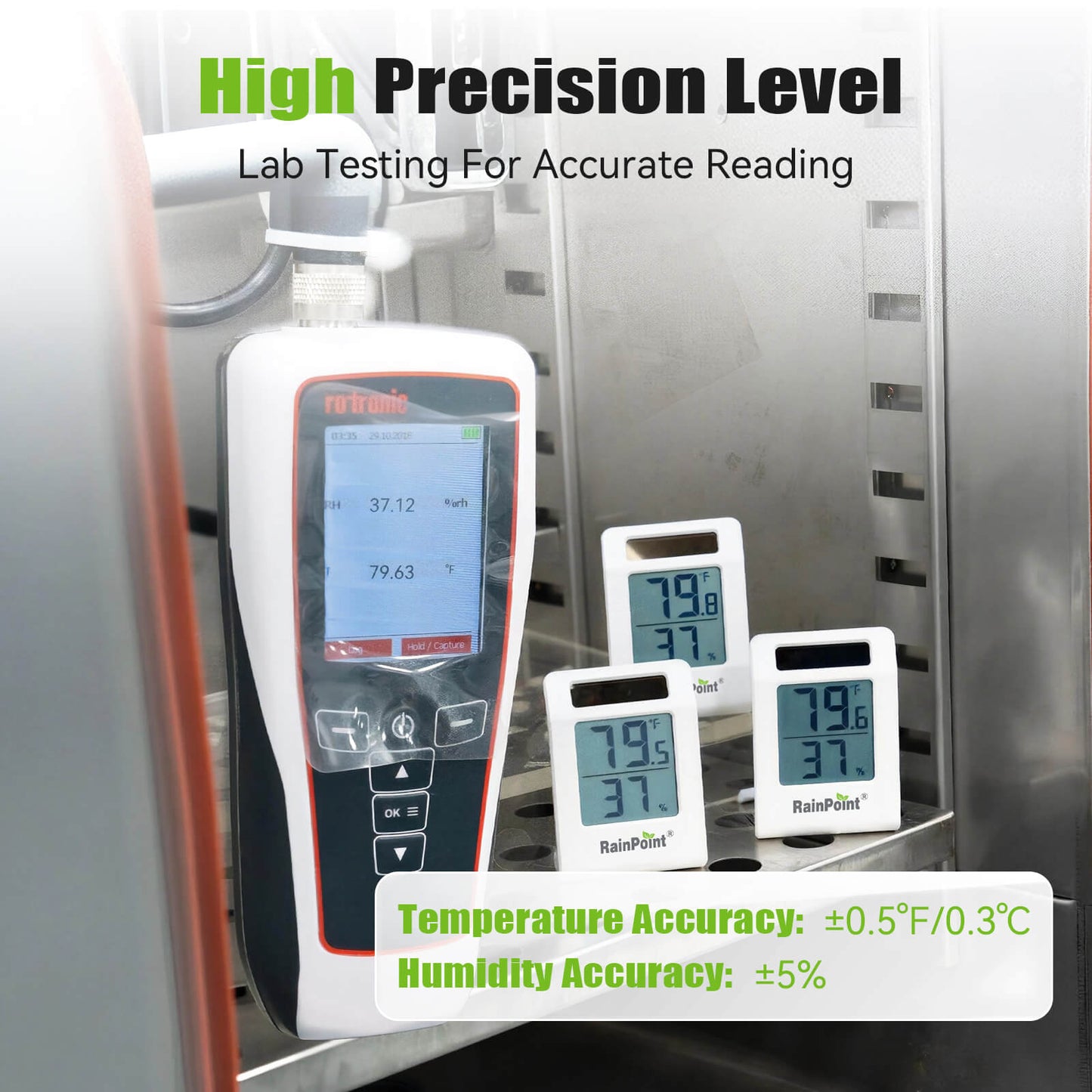 RainPoint 2.1'' Solar-Powered Thermometer and Hygrometer Meter