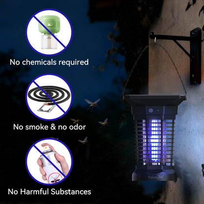 RainPoint Solar Bug Zapper Outdoor – 3000V Electric Grid, Cordless, Day & Night Protection