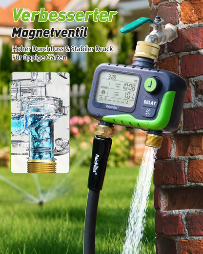RAINPOINT 2-Zone Irrigation Timer – Programmable, Rain Delay, IP65 Waterproof
