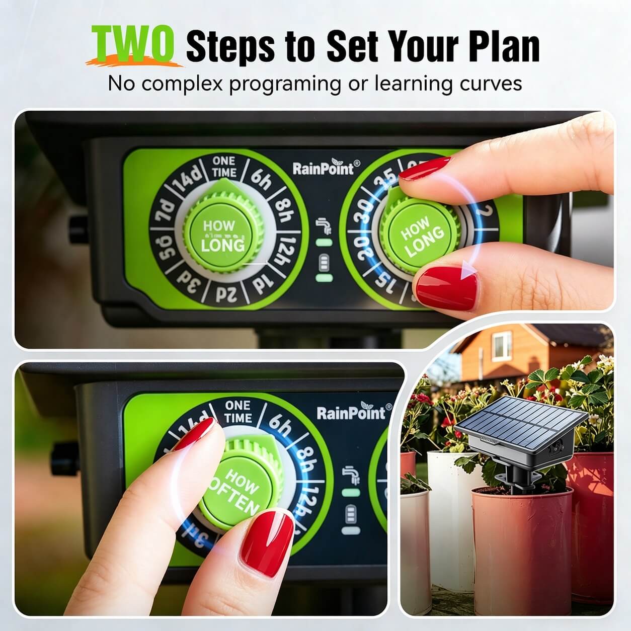 RAINPOINT Solar Drip Irrigation: Auto Watering Kit for 15 Plants, Easy Setup for Garden, Grow Tent, Raised Bed