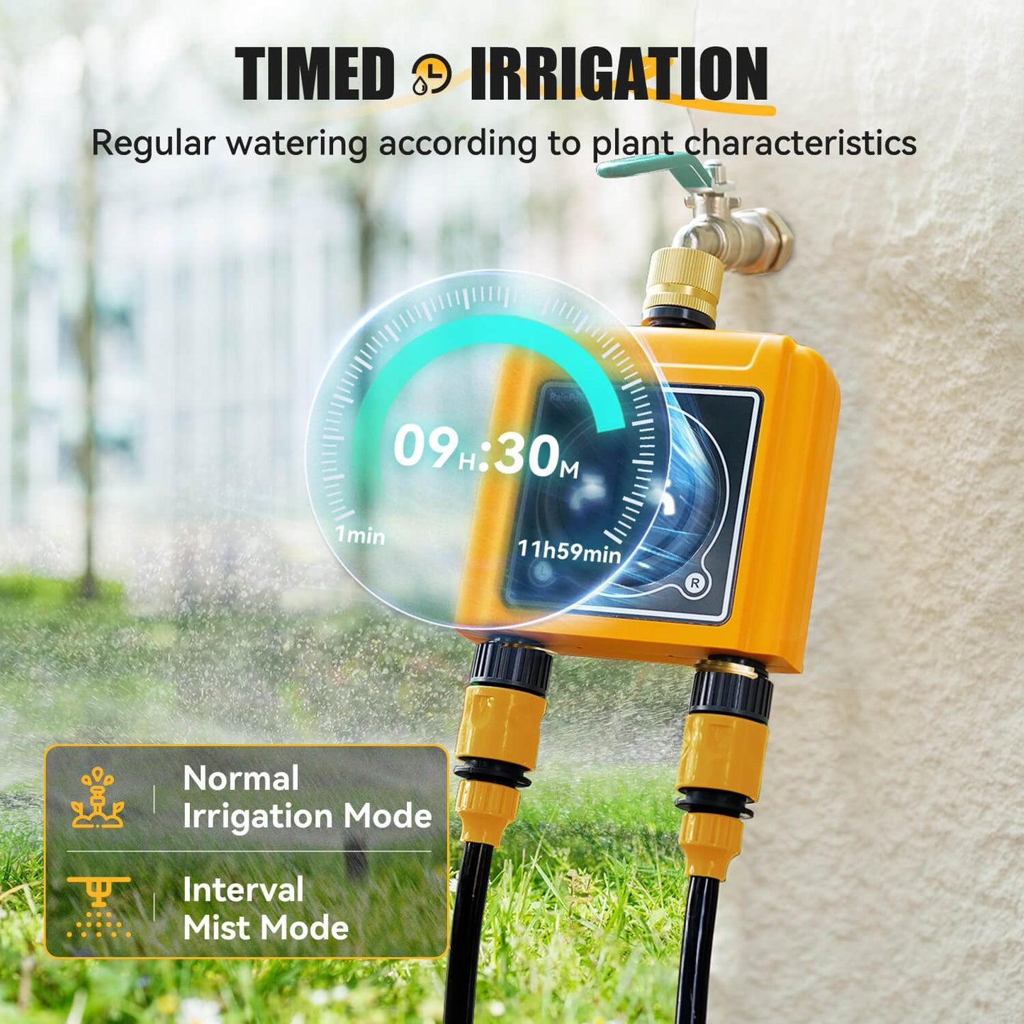 RainPoint 2 Zone WiFi Hose Timer for Lawn with Brass Inlet & Outlet