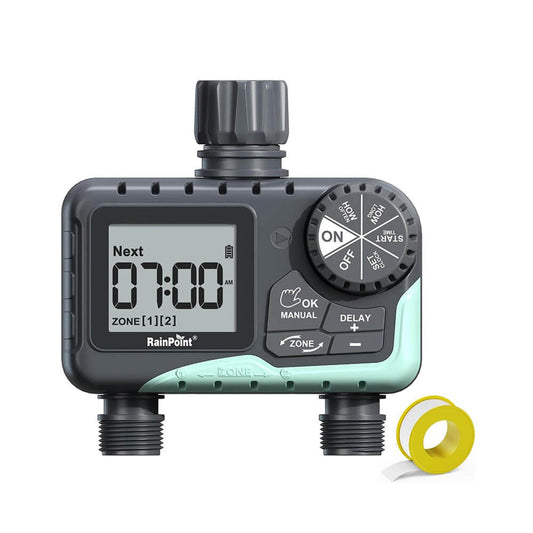 RainPoint 2 Outlet Digital Hose Timer for Automatic Garden Watering