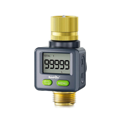RainPoint Water Flow Meter with Brass Inlet & Outlet, 180° Screen-Flip Water Meter