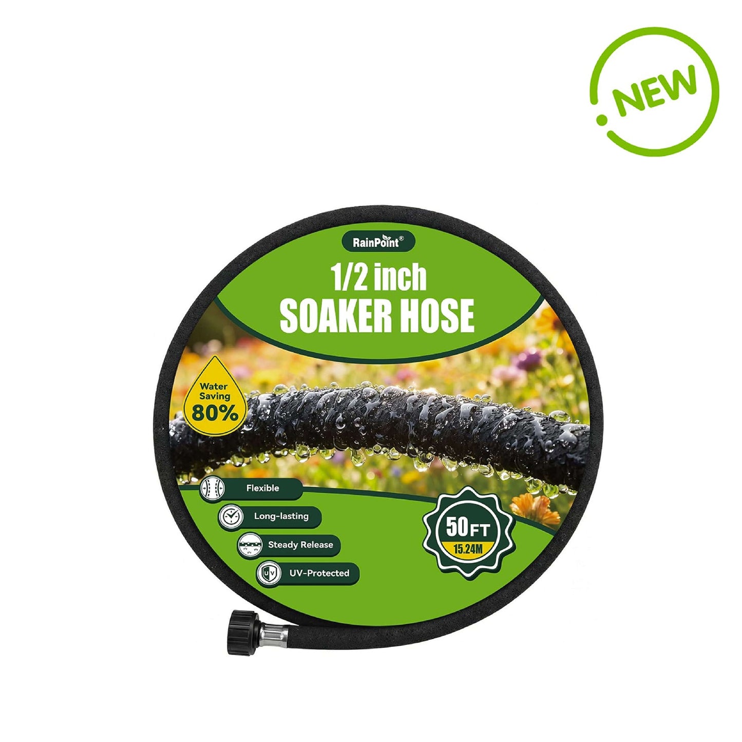 RAINPOINT 1/2'' Soaker Hose 50ft for Garden