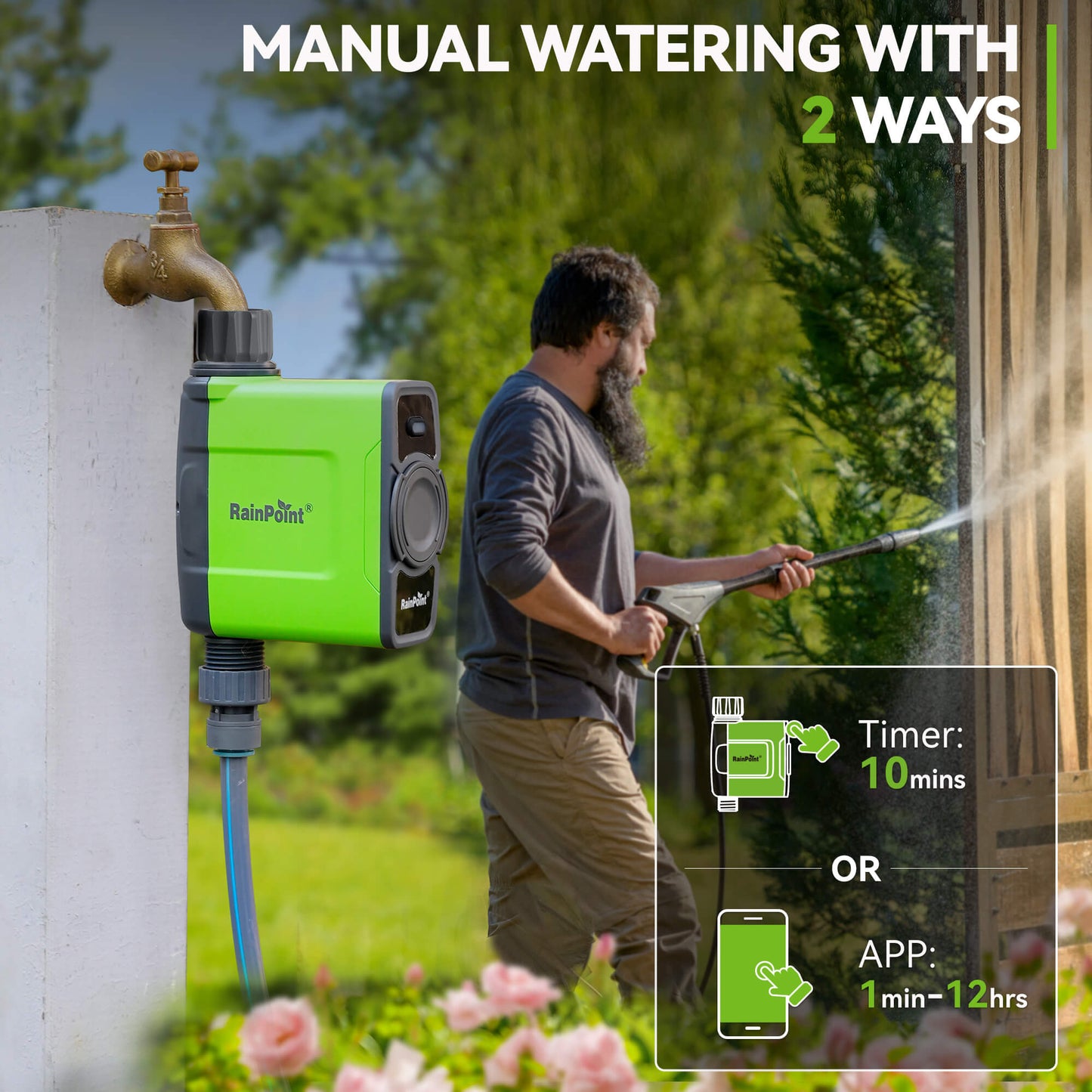 RainPoint Smart Garden Hose Faucet Timer with Hub