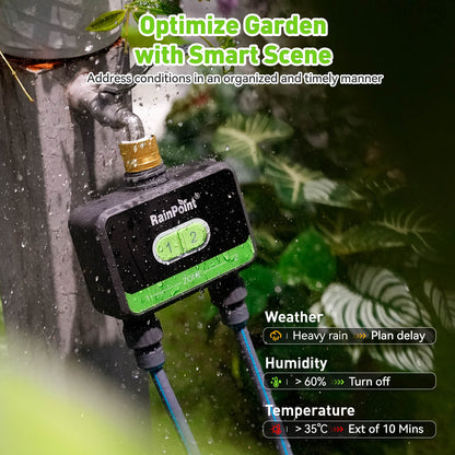 RainPoint with Brass Inlet 2-Zone Smart Hose Timer