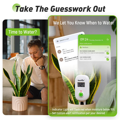 RAINPOINT Smart Digital Wireless Plant Moisture Meter Houseplants Indoor WiFi Hub Kit
