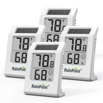 RainPoint 2.1'' Solar-Powered Thermometer and Hygrometer Meter