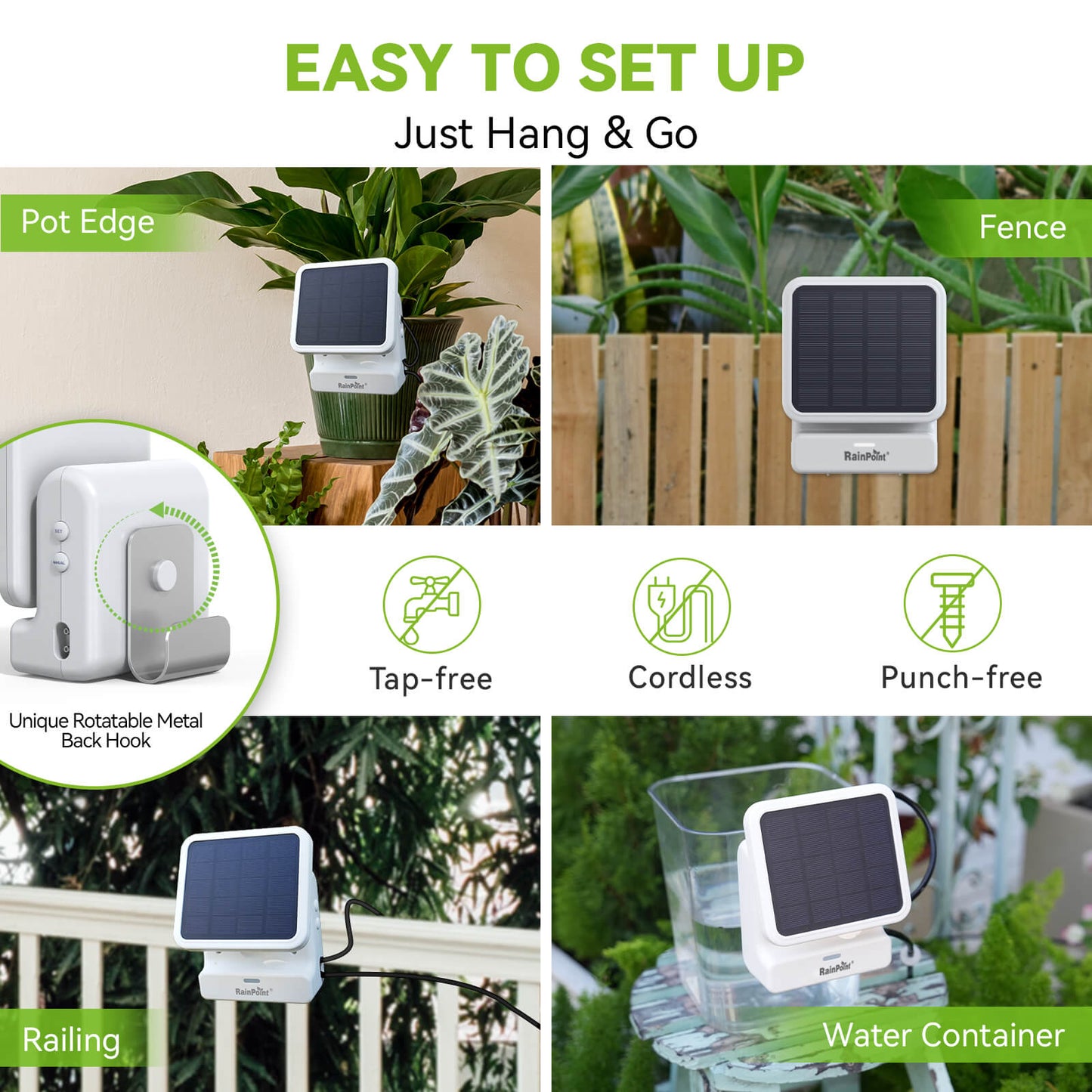 RAINPOINT Smart WiFi Solar Automatic Plant Watering System for House Potted Plants Gen 2