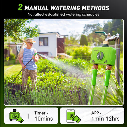 RainPoint 2 Zone WiFi Hose Timer with Brass Inlet & Outlet