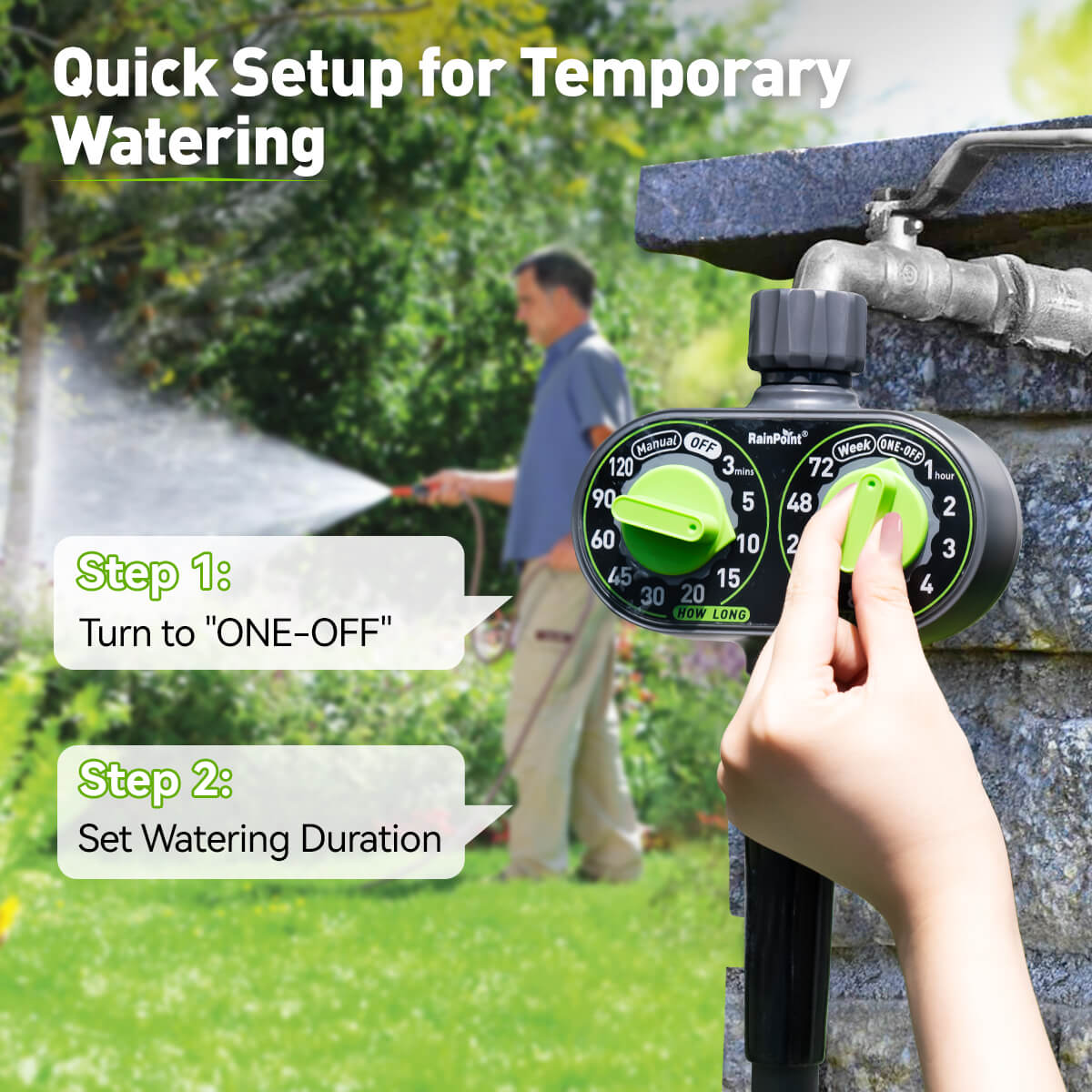 RainPoint Simple 2-Dial Outdoor Sprinkler Controller