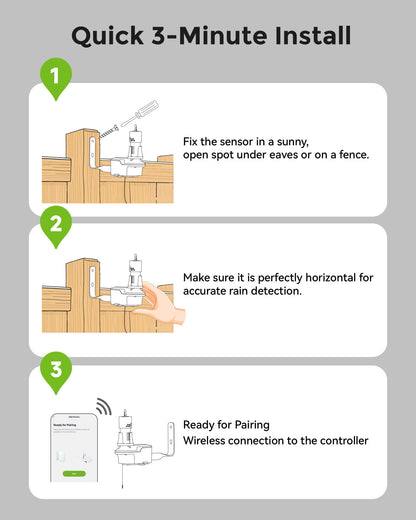 RainPoint wireless Rain Sensor with Mounting Bracket and Wire