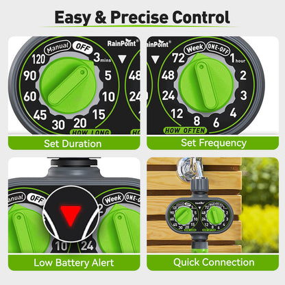RainPoint Simple 2-Dial Outdoor Sprinkler Controller