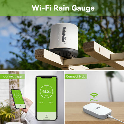 RAINPOINT Wireless Digital Rain Gauge Outdoor with App - Smart Rain Gauge with Accurate Weather Sensor