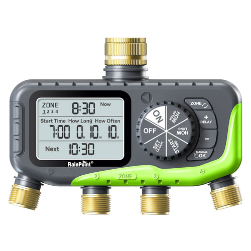 RainPoint Brass 4-Way Inlet and Outlet Garden Hose Timer