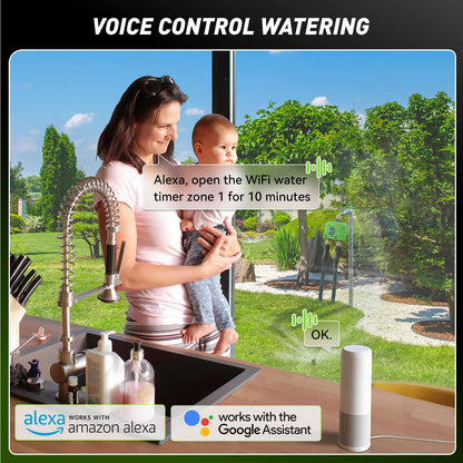 RainPoint 2 Zone WiFi Hose Timer with Brass Inlet & Outlet