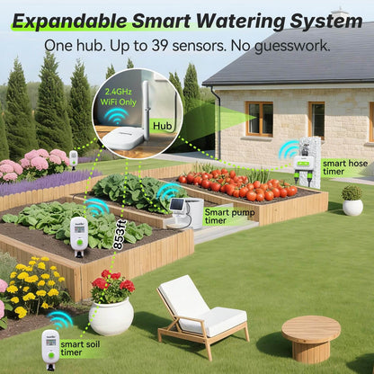 [2026 Version] RAINPOINT Visual Gauge Digital Smart Wireless Plant Moisture Meter Kit