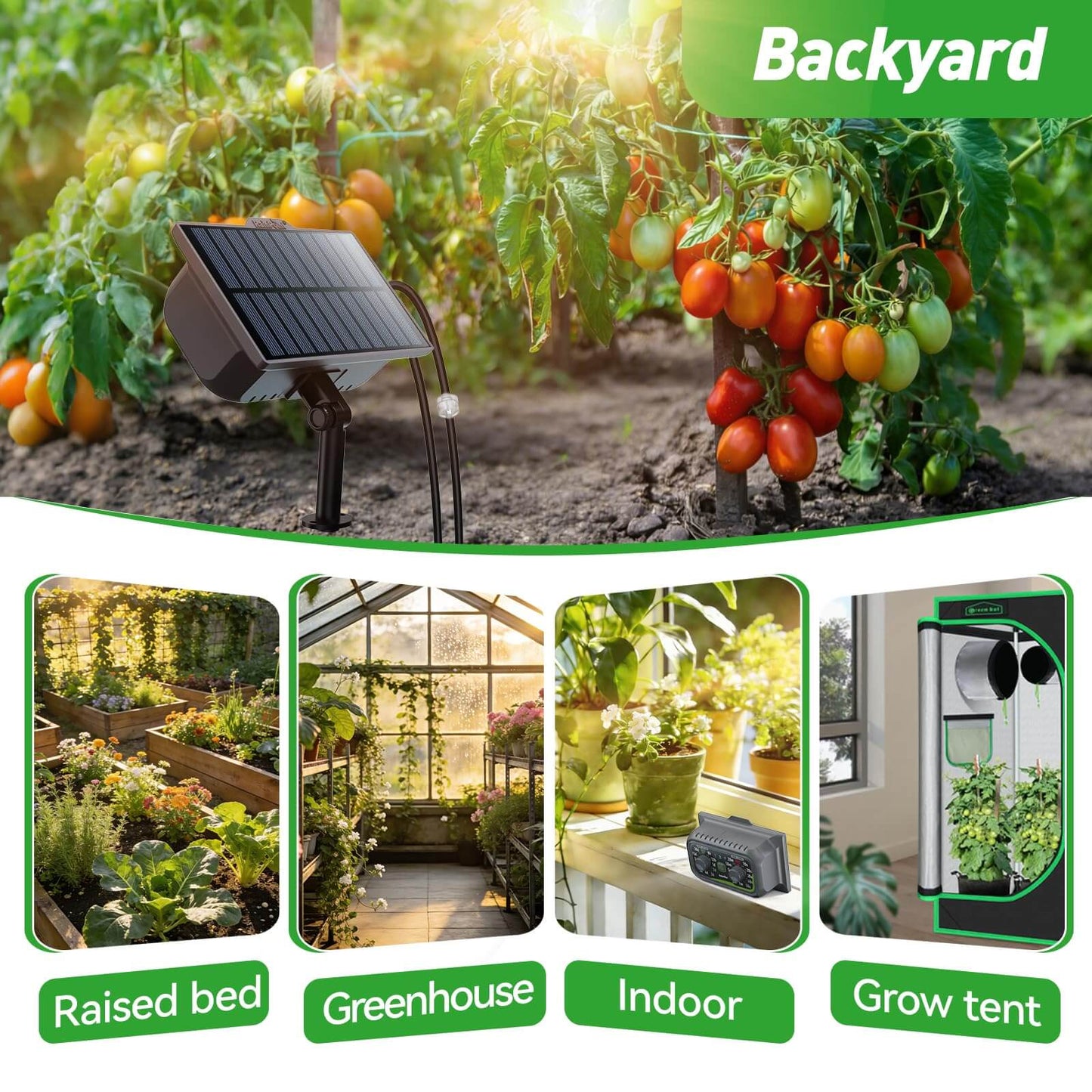 RAINPOINT Solar & USB-C Automatic Drip Irrigation Kit: Rechargeable Plant Waterer for 10-20 Plants, Indoor/Outdoor Garden, Balcony, Greenhouse