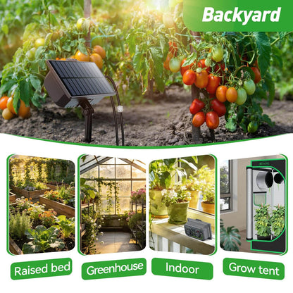 RAINPOINT Solar & USB-C Automatic Drip Irrigation Kit: Rechargeable Plant Waterer for 10-20 Plants, Indoor/Outdoor Garden, Balcony, Greenhouse