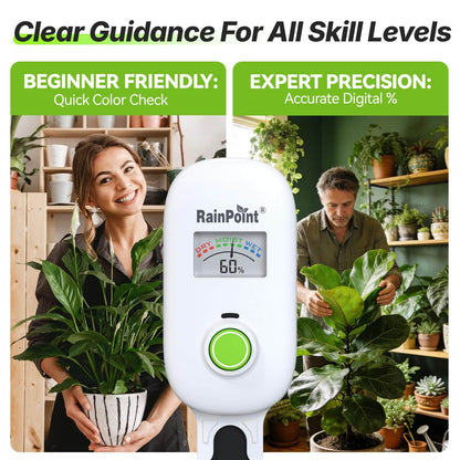 [2026 Version] RAINPOINT Visual Gauge Digital Smart Wireless Plant Moisture Meter Kit