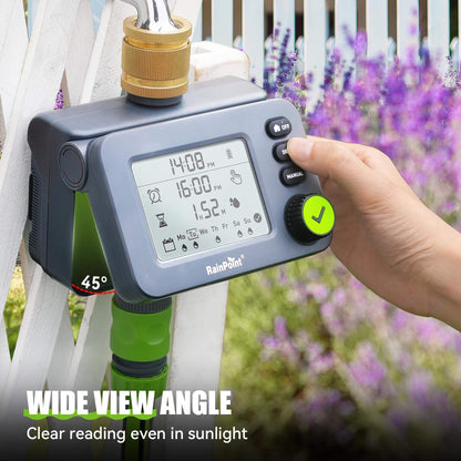 RAINPOINT Irrigation Computer with Brass Inlet, Watering Timer