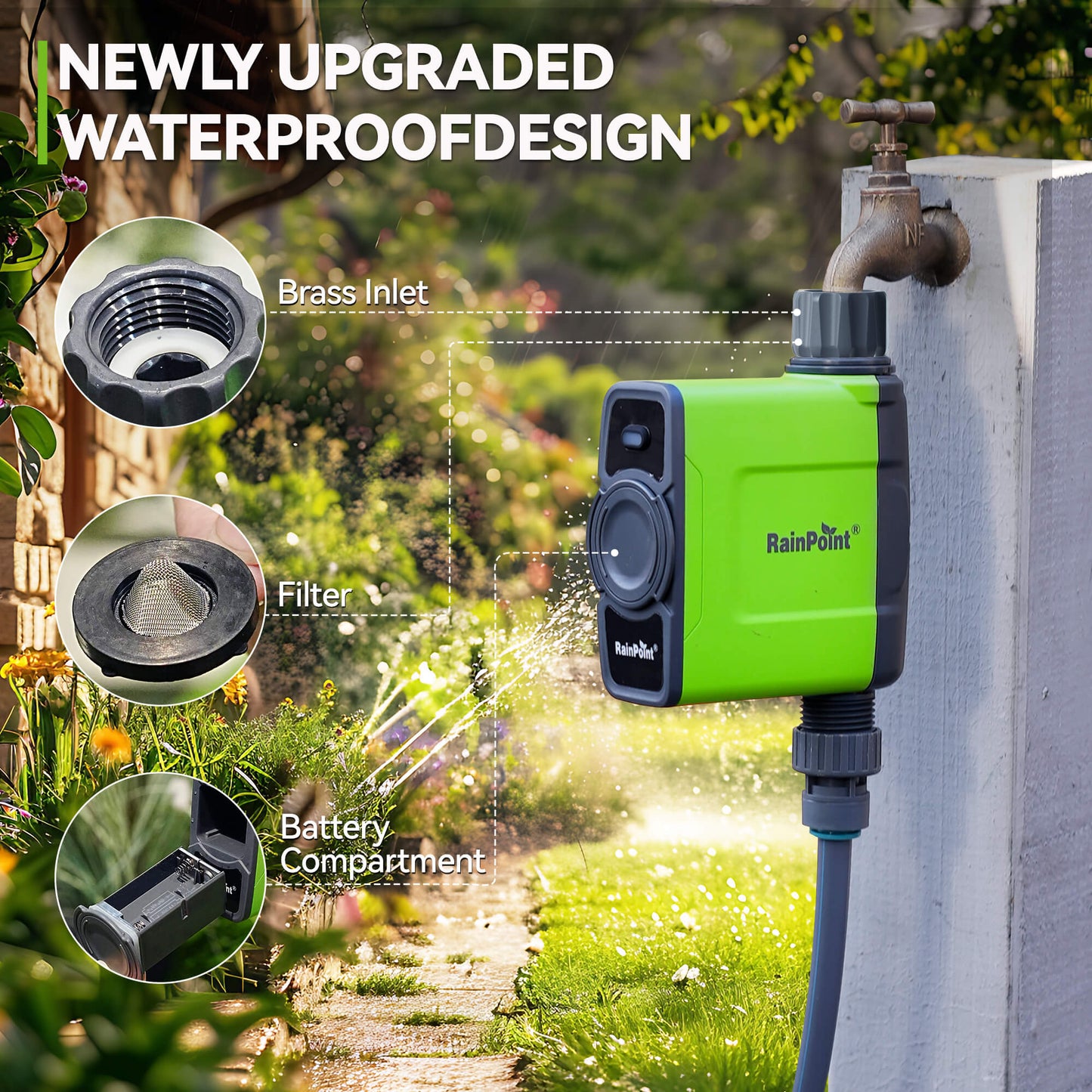 RainPoint Smart Garden Hose Faucet Timer with Hub