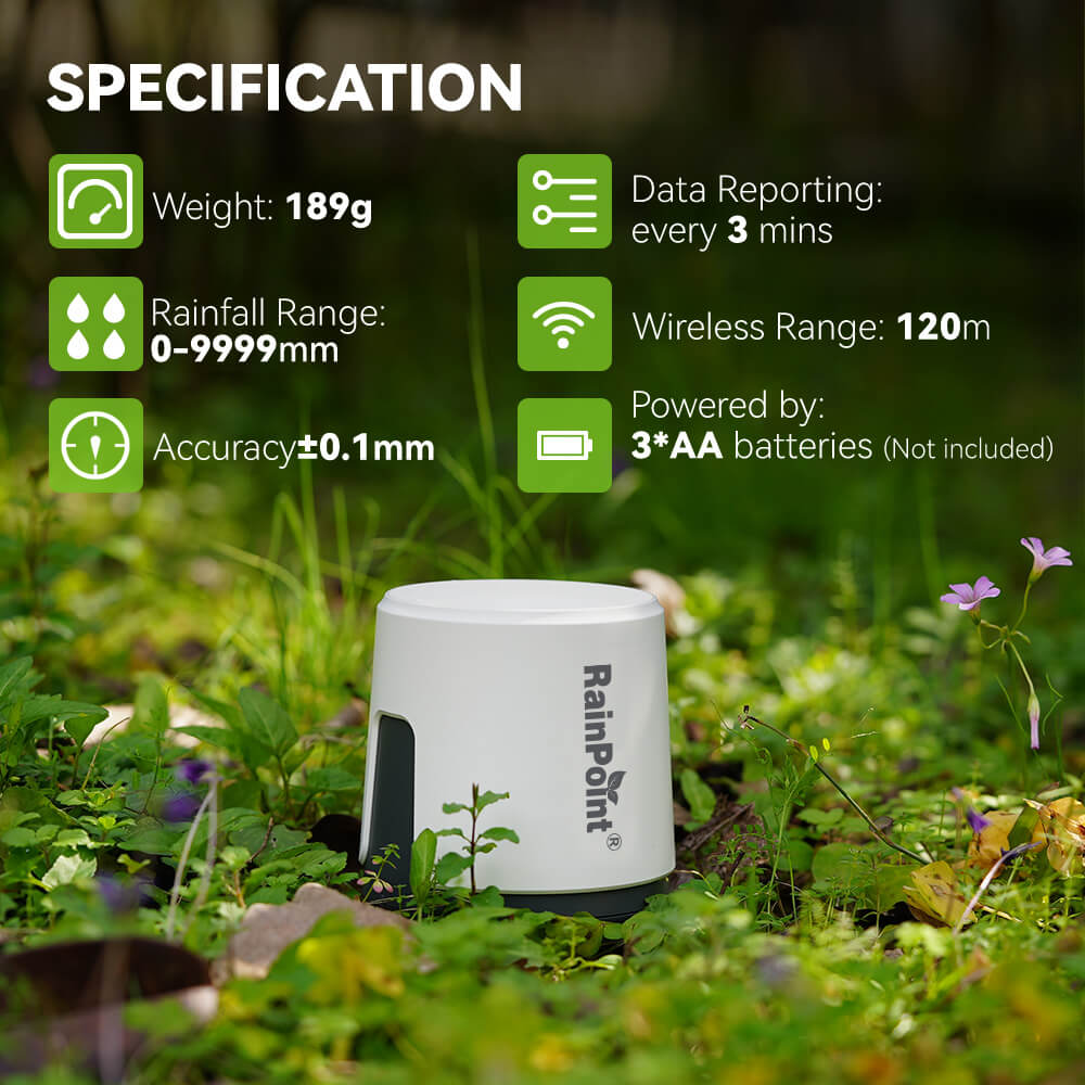 RAINPOINT Wireless Digital Rain Gauge Outdoor with App - Smart Rain Gauge with Accurate Weather Sensor