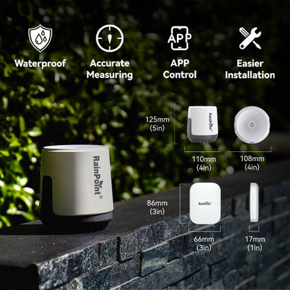 RAINPOINT Wireless Digital Rain Gauge Outdoor with App - Smart Rain Gauge with Accurate Weather Sensor