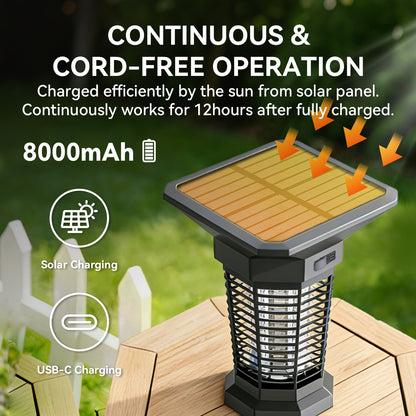 RainPoint Solar Bug Zapper Outdoor – 3000V Electric Grid, Cordless, Day & Night Protection