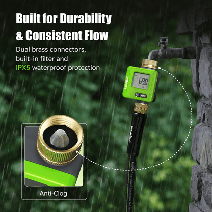 RainPoint Smart Water Flow Meter with Bluetooth App Control